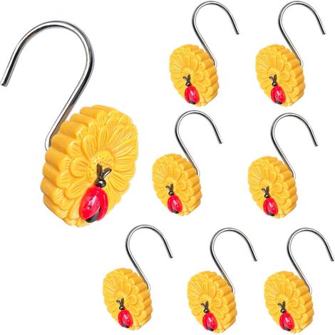 Lot de 12 crochets de douche en métal résistant, anneaux de rideaux, pour rideaux de douche, crochets décoratifs pour rideaux de douche