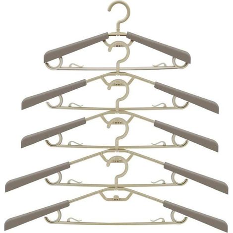 12 Pcs Cintres en Plastique avec Crochets, Réglables la Longueur d'épaules pour différentes Tailles vêtements 39-59cm, Parfait