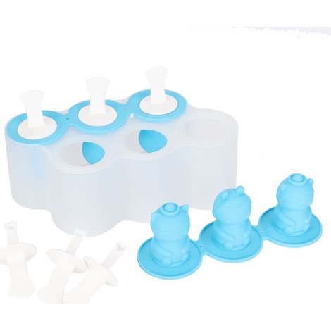 Moule à glace en silicone, outil pour fabriquer des barres chocolatées, moules à sucettes glacées, plateaux bleus (1/4)