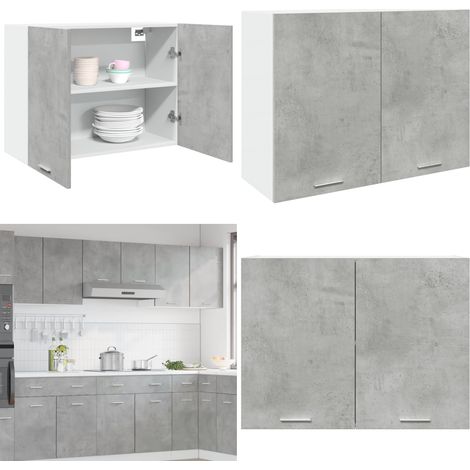 Armario colgante "Lyon" gris hormigón 80x31x60 cm madera de ingeniería - Armario de pared cocina - Almacenamiento cocina