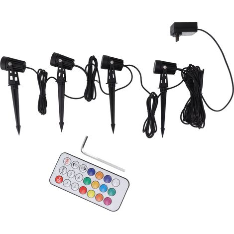 Spot LED extérieur 4-en-1 Ortviai – Projecteur de jardin RGB avec télécommande et application, IP65, 1000 lm