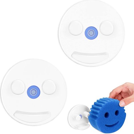 Support à ventouse pour éponge, compatible évier, éponge ronde de qualité alimentaire, pour cuisine, salle de bain et lave-vaisselle (1 pièce) (1/5)