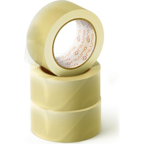 Ruban adhésif d'emballage transparent pour l'emballage de boîtes en carton d'expédition et de déménagement. Scellé pour emballage sûr et résistant (45mm x 120m - Transparent, 3 rouleaux) (1/4)
