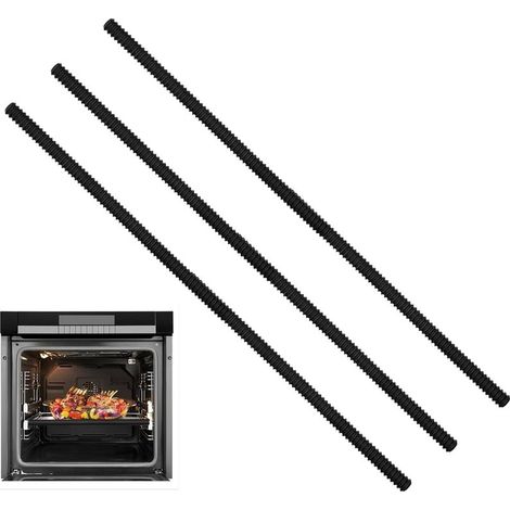 Silikon-Backofenschoner (3er-Set) - Hitzebeständige Rostschoner, verhindern Verbrennungen und Anbrennen, einfach zu montieren, 35,5 cm lang (schwarz)