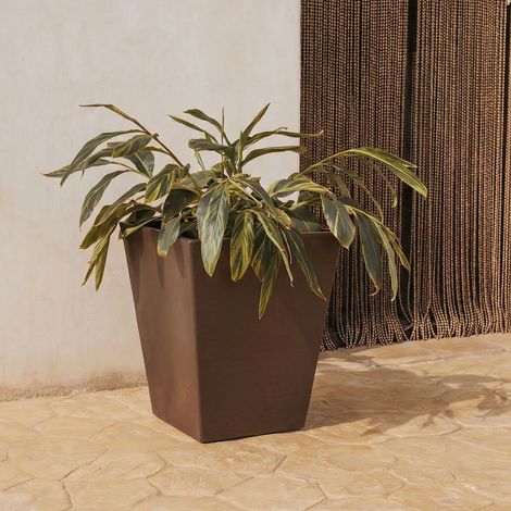 CALÉNDULA 50 Macetero Cuadrado Estilo Rústico de Interior y Exterior Para Plantas y Flores Muy Resistente al Paso del Tiempo. Hecho de Polietileno en España - Bronce