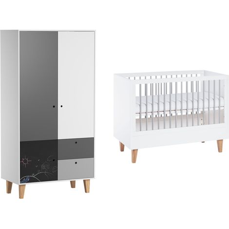Lit bébé et Armoire Vox Concept Noir