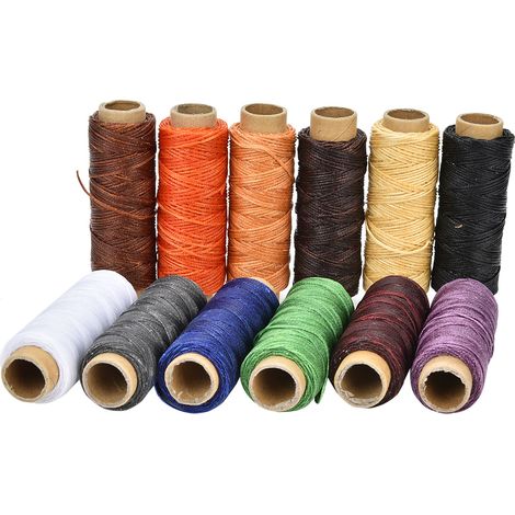 12 Couleurs Fil à Coudre en Cuir 150D 50 Mètres/Rouleau Cire Main Artisanat (1/5)