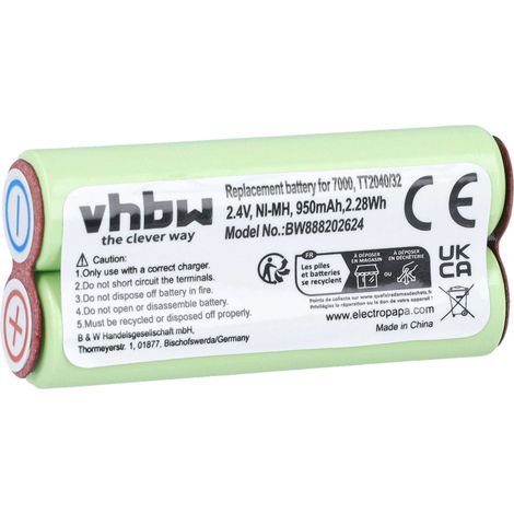 vhbw batteria sostituisce Philips TT2040/32 per rasoio elettrico (950mAh, 2,4V, NiMH) (1/5)