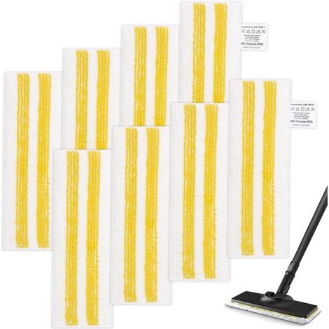 Lingettes pour nettoyeur vapeur - Lot de 8 - 34,5 x 12,5 cm - Jaune et blanc (1/5)
