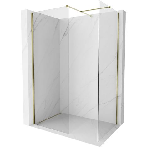 Mexen Kioto-X Duschabtrennung Walk-in 130 x 80 cm, transparent 10 mm, gold - 800-130-202-50-00-080-X