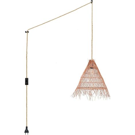Suspension en osier "Willow" avec interrupteur et prise murale - Corde boho chic (1/5)