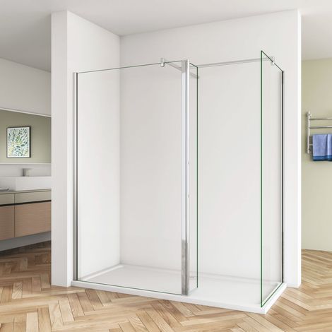 B:40 x T:120 x H:200cm Walk in Duschwand 8mm NANO ESG Glas Duschkabine +2 x Stabilisierungs Stange+Flipper Panel 40x200cm (1/3)
