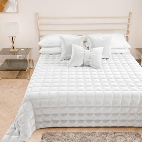 Couette Double en Velours Doux et Chaud, Couette Printemps Automne, Couvre-lit Double, Blanc, 100% fabriqué en Italie (1/4)