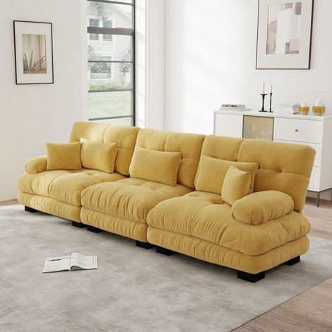 Canapé d'angle - SOGEU - Canapé d'angle modulaire - Tissu chenille - Assise profonde - Convertible 3 places (1/5)