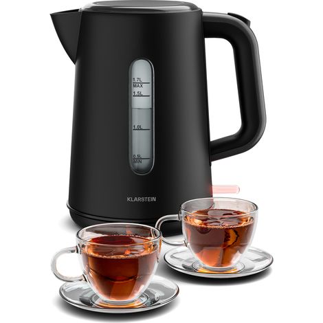 Klarstein Velaire Wasserkocher 1,7 L – Moderner elektrischer Wasserkocher 2200 W, minimalistisches Design, Kalkfilter, 360-Grad-Basis, automatische Abschaltung (1/5)
