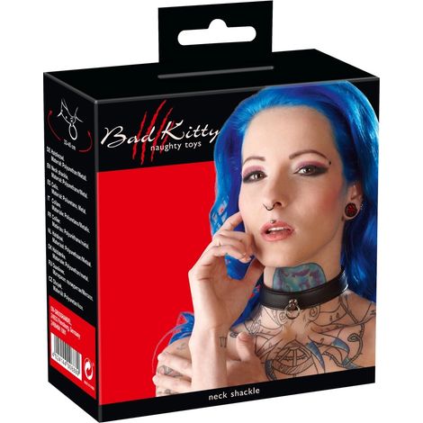 Bad Kitty - Collar negro con anilla plateada (1/3)