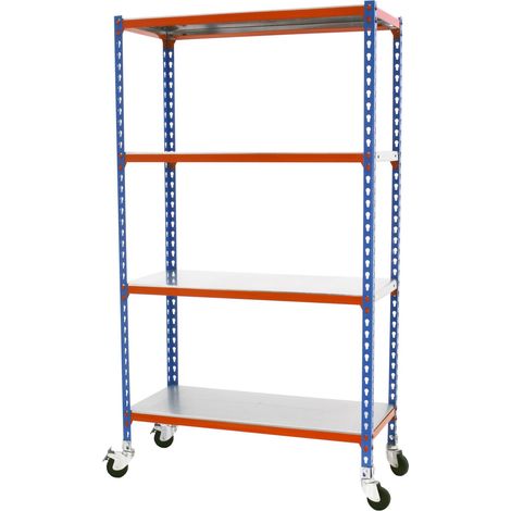 Simonrack Étagère métallique bleu et orange 4 plateaux