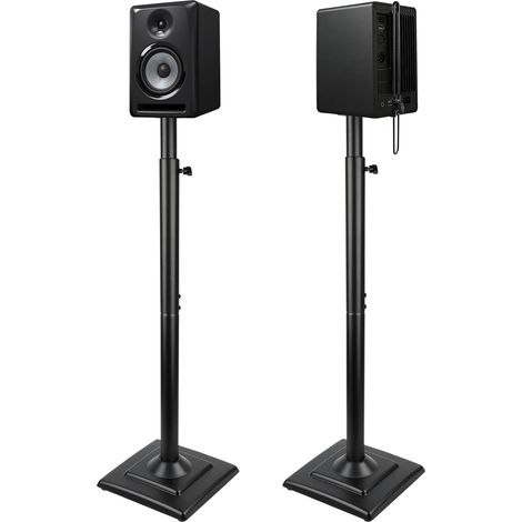2 x Speaker Stands, Universal Adjustable Feet, Black Maximum Height 106 (1/5)