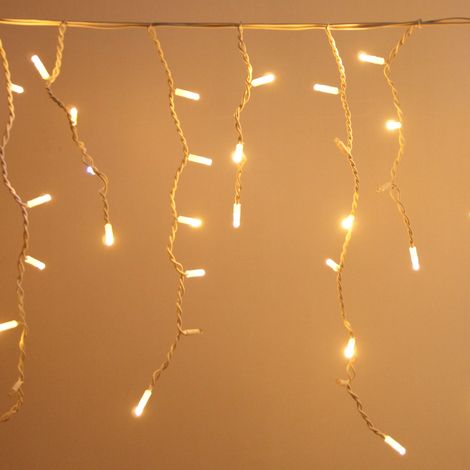 Koem cascata di stalattiti tenda a pioggia 4x0.70 mt con 200 luci di Natale a Maxi Led Bianco Caldo con flash Bianco Ghiaccio IP65 professionale per esterno e interno Bianco Caldo 4x0,70 metri - 200 M (1/5)
