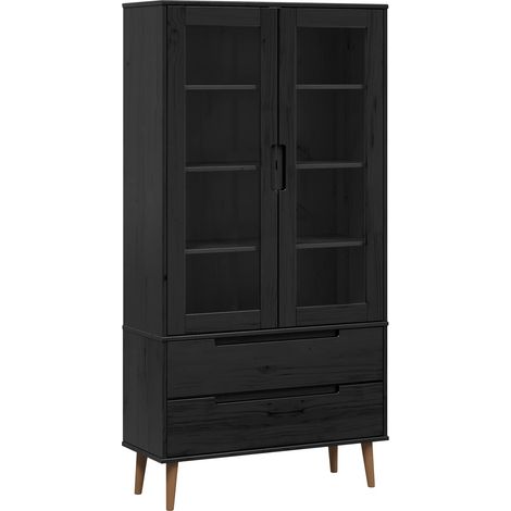 Gabinete de Exhibición de Vidrio Negro 90 x 35 x 175 cm vidaXL
