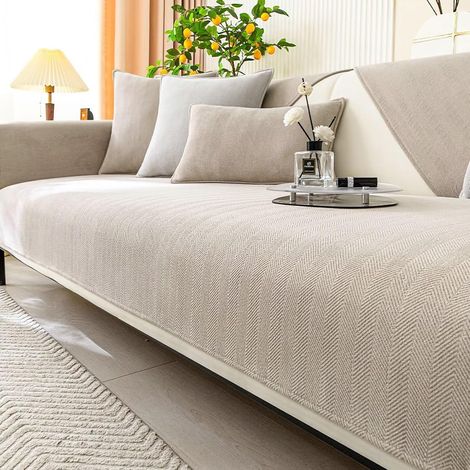 Sofaschutz 70x150cm, rutschfest, Chevron-Muster, milchig-teefarben, für Haustiere.