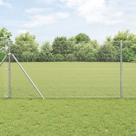 vidaXL Welded Wire Fence 2500 x 120 cm Hot Dip Galvanized Silver