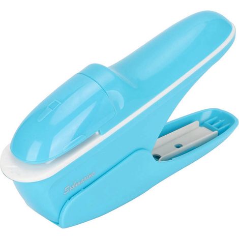 Agrafeuse sans agrafes ABS pour livres et papier, outil de reliure manuel (bleu) (1/5)