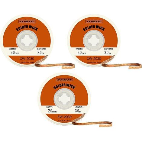 3pcs Desoldering Braid, Copper 2.0mm, Length 3.0m, For Electrical Components, Laboratory and Home (1/5)