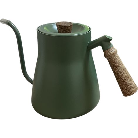 1 cafetière à filtre, bec verseur col de cygne, acier inoxydable, poignée en bois, 850 ml, usage domicile/bureau/café (1/5)