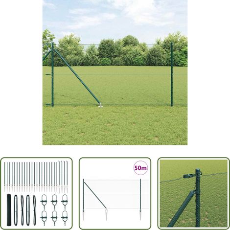 vidaXL Sécurité extérieure - Poteau de clôture. Vert 50 x 1,4 m (maillage de 13 mm) (1/5)