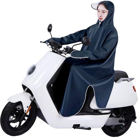 Poncho de pluie vélo électrique adulte Oxford agrandi imperméable protection manches bleu marine 5XL (1/5)