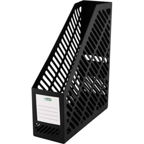 Revistero de escritorio, bandeja para revistas, soporte vertical para documentos. Para guardar ordenadamente documentos, cuadernos y archivos de hasta tamaño A4–C4. Ancho: 90 mm. Color negro.