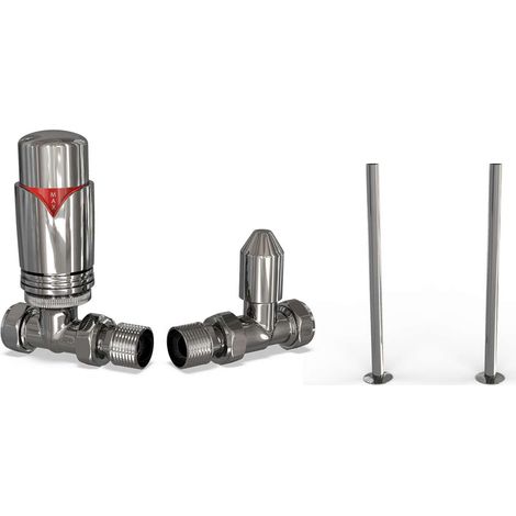 Derry Bold - Thermostatic Radiator Valve & Installation Kit - Chrome Straight 15mm