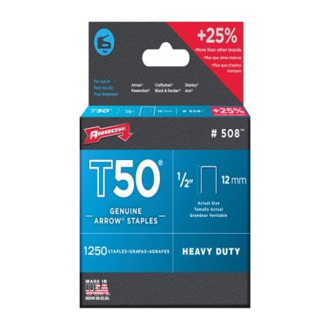 T50 Staples Box 1250 12mm - 1/2 inch