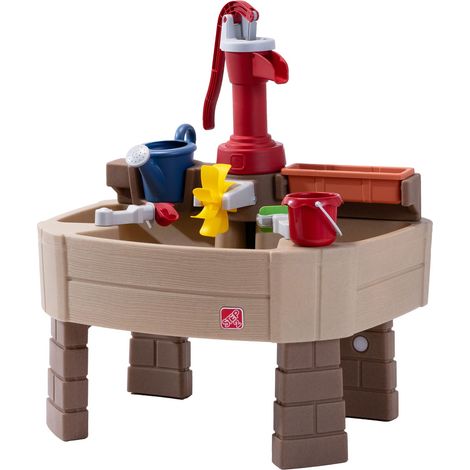 Step2 Pump & Splash Discovery Table D'Eau Avec Pompe  Table Aquatique En Plastique Pour Enfants, Grise Et Rouge  Jouets D'Eau Pour Le Jardin Avec 8 Accessoires