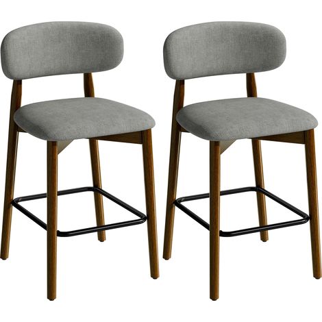 HOMCOM Bar Stools Curved Open Back Set of 2, Grey (1/5)