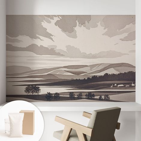 Papier peint intissé avec imprimé pour décoration intérieure pour rénovation a motif - Colle incluse gratuite Paysage paisible 104x70 cm (1/5)