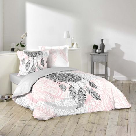 Douceur D'Intérieur – Parure de lit 240 x 220 cm – Housse de couette imprimée 42 fils – Taies d'oreiller assorties – Finition boutons pressions (1/6)