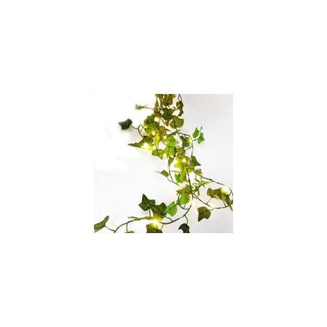 Guirlande lumineuse à feuilles vertes - Modèle à piles 5 m, 50 LED [Lumière chaude] - Guirlande lumineuse bicolore en fil de cuivre, motif feuilles d'érable vertes. (1/5)