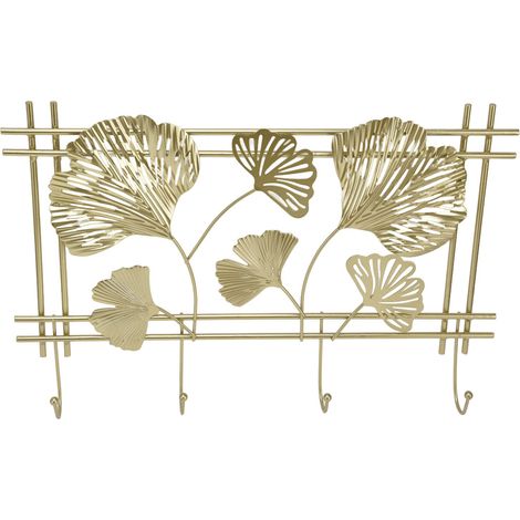 Porte-manteau mural design feuille de ginkgo, métal de qualité supérieure, robuste et durable, style élégant et tendance. (1/5)