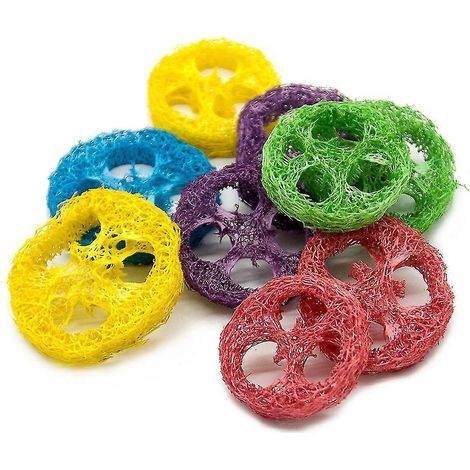 Packung mit 20 Kauspielzeugen für Hamster, aus natürlichem Luffa, zum Zähneschleifen kleiner Tiere. (1/4)