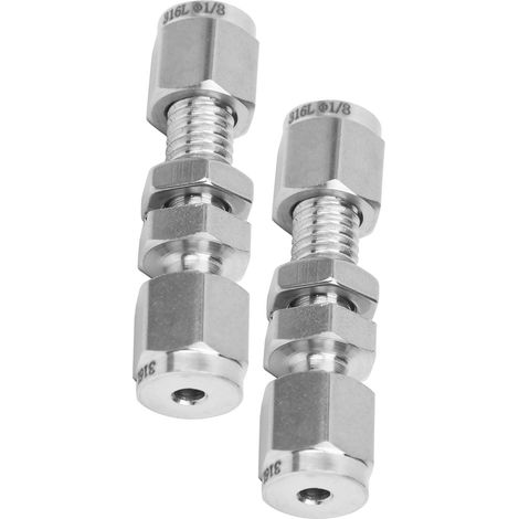 2 raccords de cloison en acier inoxydable 316 avec raccord à double compression et plaque d'usure, Ф1/8 (1/5)