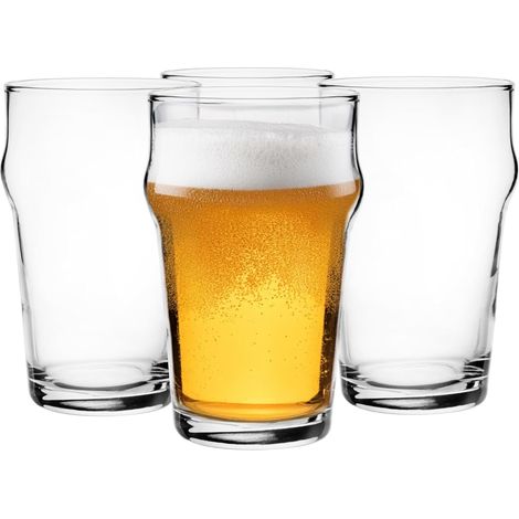 Ensemble de 4 verres à bière de 300 ml, idéal pour les bières Pilsner, Stout et Ale. Comprend des chopes et des verres à bière. Compatible lave-vaisselle. (1/5)