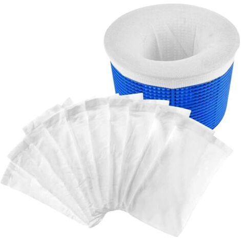 Set di 10 calze skimmer per piscina riutilizzabili, filtro skimmer, pre-filtro in nylon elastico, calze skimmer per piscina (bianco) (1/3)