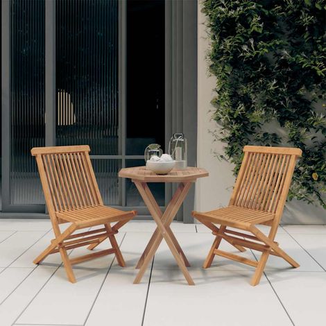 Juego de comedor para jardín 3 piezas madera maciza de teca