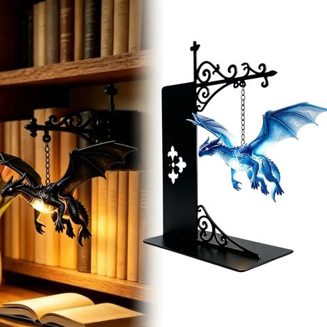 Beyamis Lampe dragon flottant LED bleu - Veilleuse lecture fantastique cadeau fantasy (1/5)