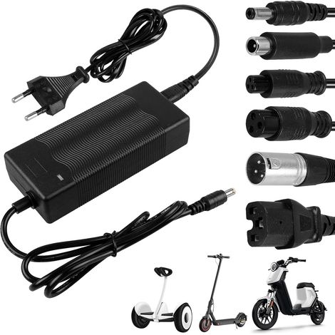 Chargeur Trotinette Electrique 42V 2A avec 6 Connecteurs pour Batterie 36V - Compatible Scooter Électrique, Hoverboard, Monocycle, Planche à Dérive, Xiaomi M365 Pro 2 (1/5)