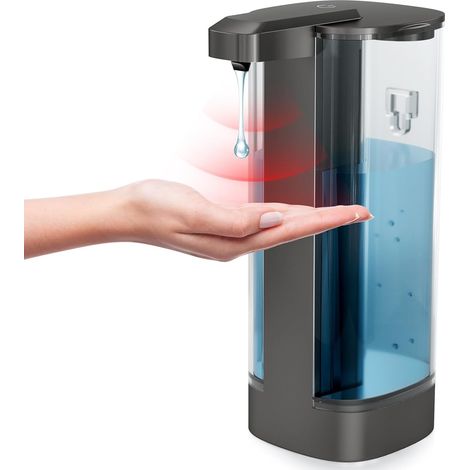 Distributeur de savon liquide automatique 500 ml sans contact IPX5 étanche 4 niveaux de dosage réglables pour la cuisine (noir) (1/5)
