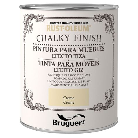 XYLAZEL chalky muebles 750ml crema , Rust Oleum Chalky Finish Pintura para Muebles Xylazel. Pintura al agua para muebles efecto tiza. Es una pintura divertida que te permite conseg