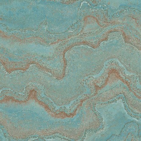 Papel pintado gráfico Profhome 396591 papel pintado vinílico estampado en caliente tejido non tejido texturado de aspecto mármol y efecto metálico azul turquesa oro 5,33 m2 (1/5)